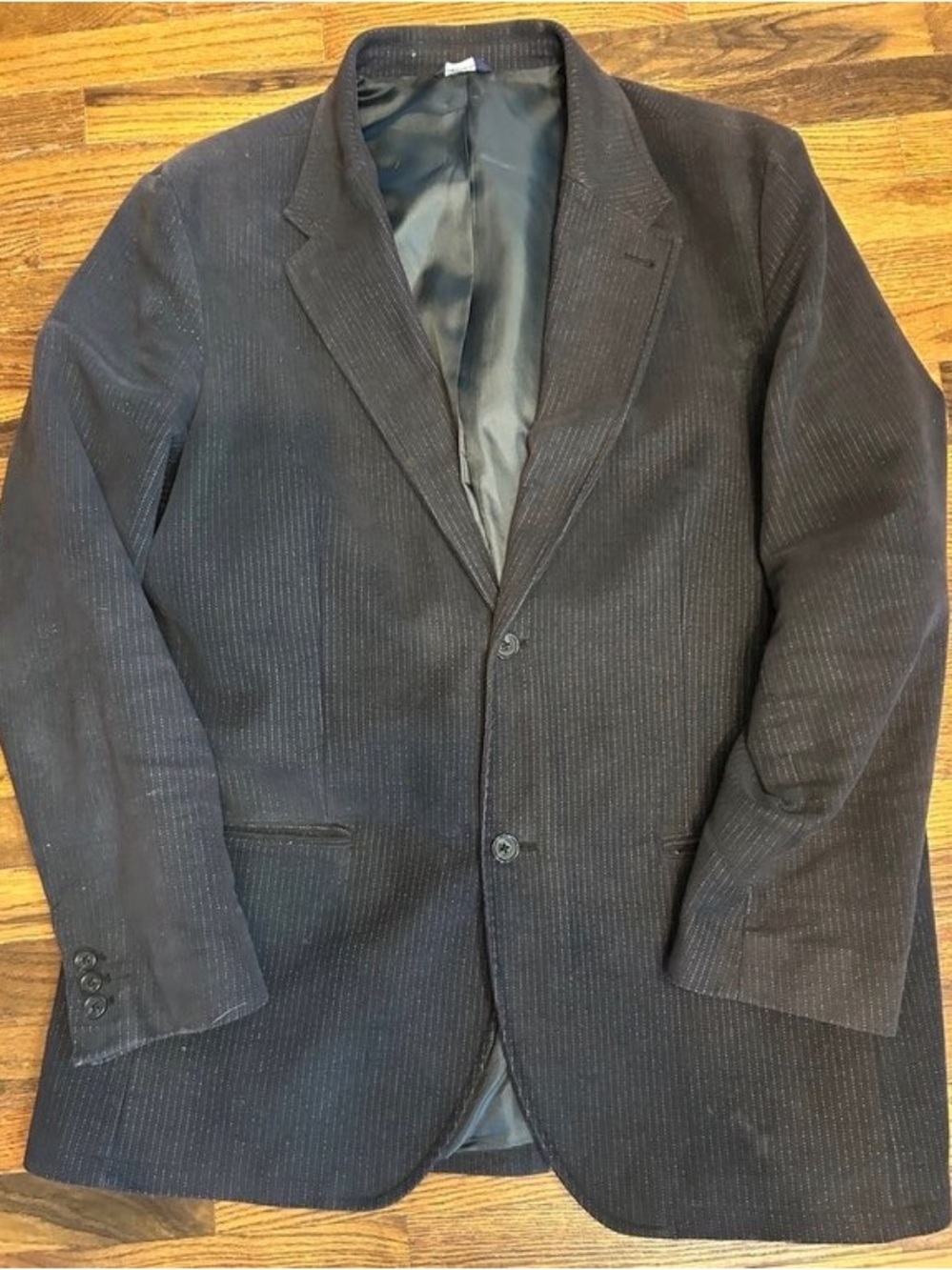 GAP Men's Black Pinstripe Blazer - Two-Button Sport Coat